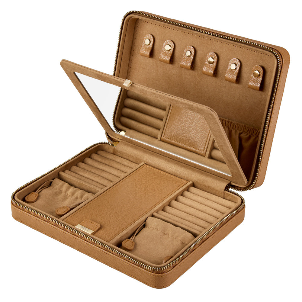 Wolf 1834 Lauren Large Zip Case - Caramel