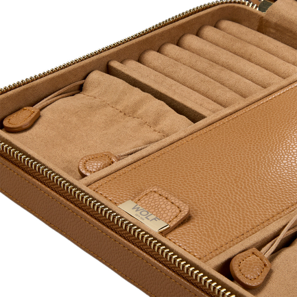 Wolf 1834 Lauren Large Zip Case - Caramel