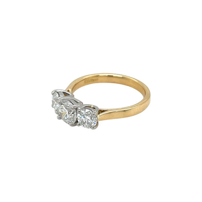 18ct Yellow Gold & Platinum Diamond Trilogy Ring (M)
