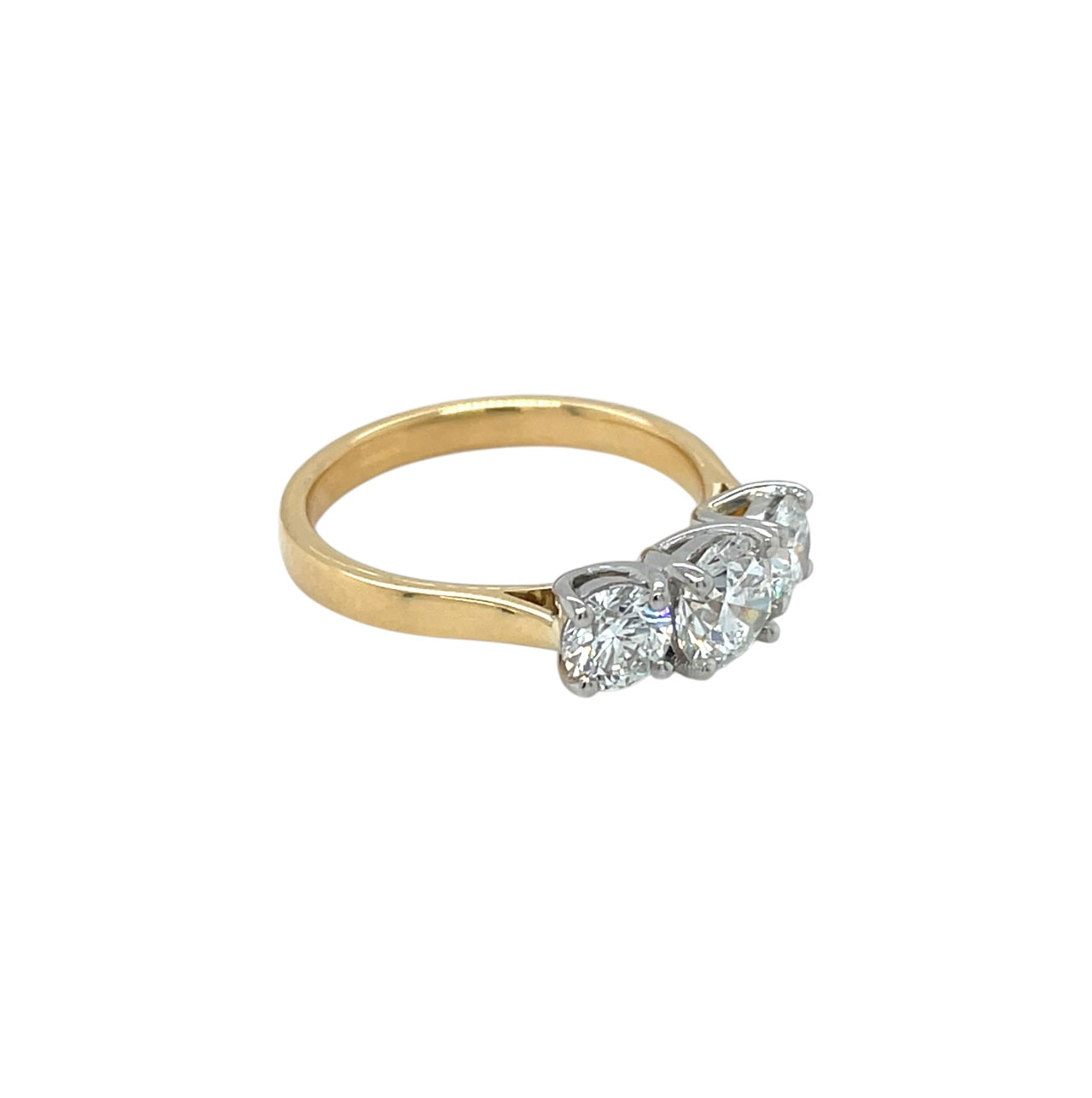 18ct Yellow Gold & Platinum Diamond Trilogy Ring (M)