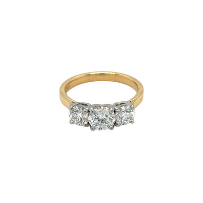 18ct Yellow Gold & Platinum Diamond Trilogy Ring (M)