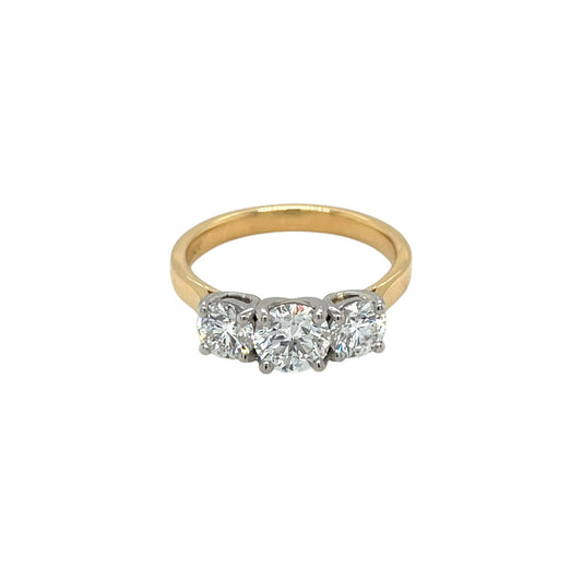 18ct Yellow Gold & Platinum Diamond Trilogy Ring (M)