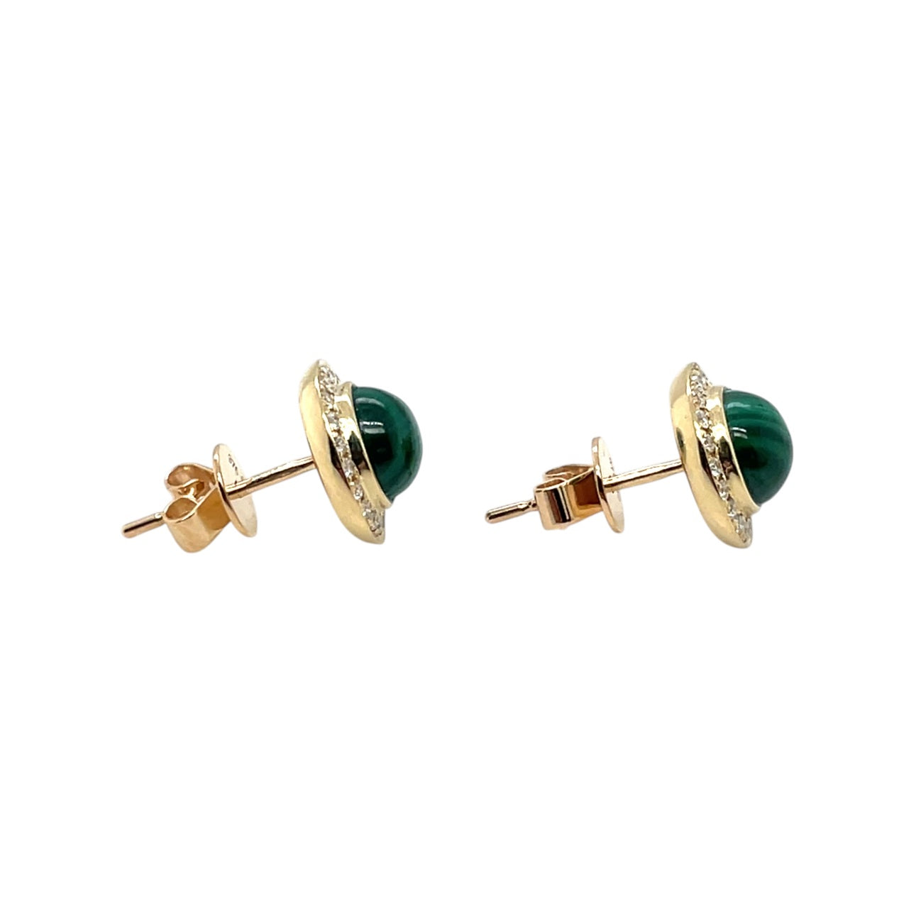 9ct Yellow Gold Diamond & Malachite Stud Earrings