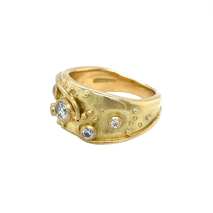 18ct Yellow Gold Diamond Set Dress Ring (R)