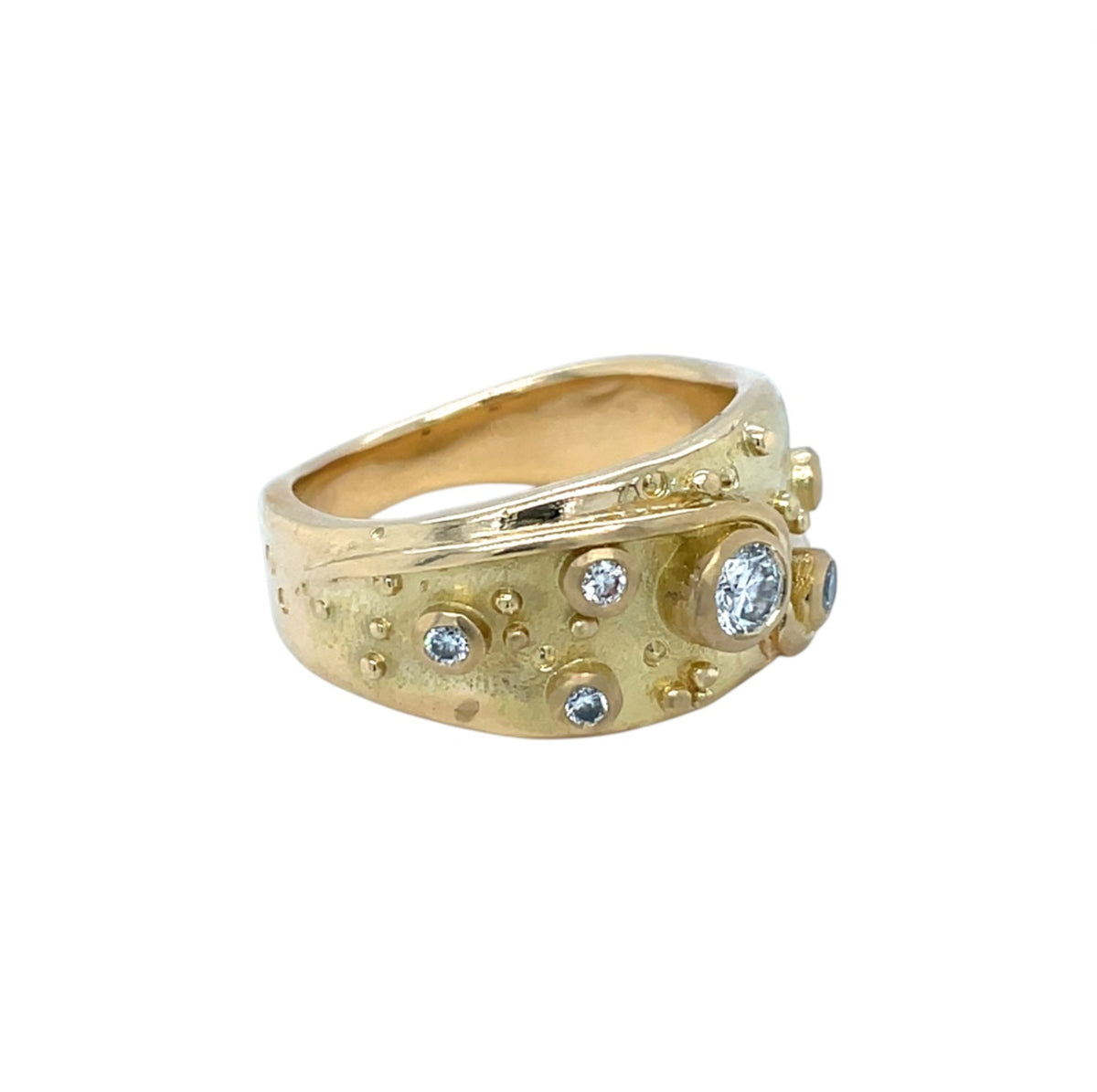 18ct Yellow Gold Diamond Set Dress Ring (R)
