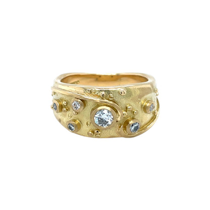 18ct Yellow Gold Diamond Set Dress Ring (R)