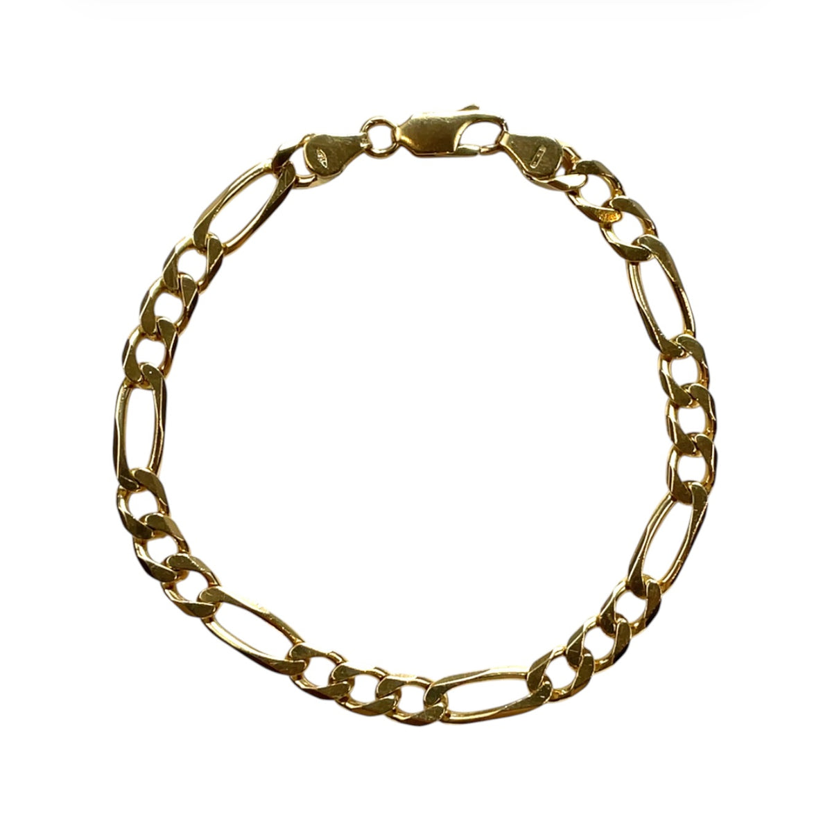 18ct Yellow Gold Figaro Curb Link Bracelet (8”)