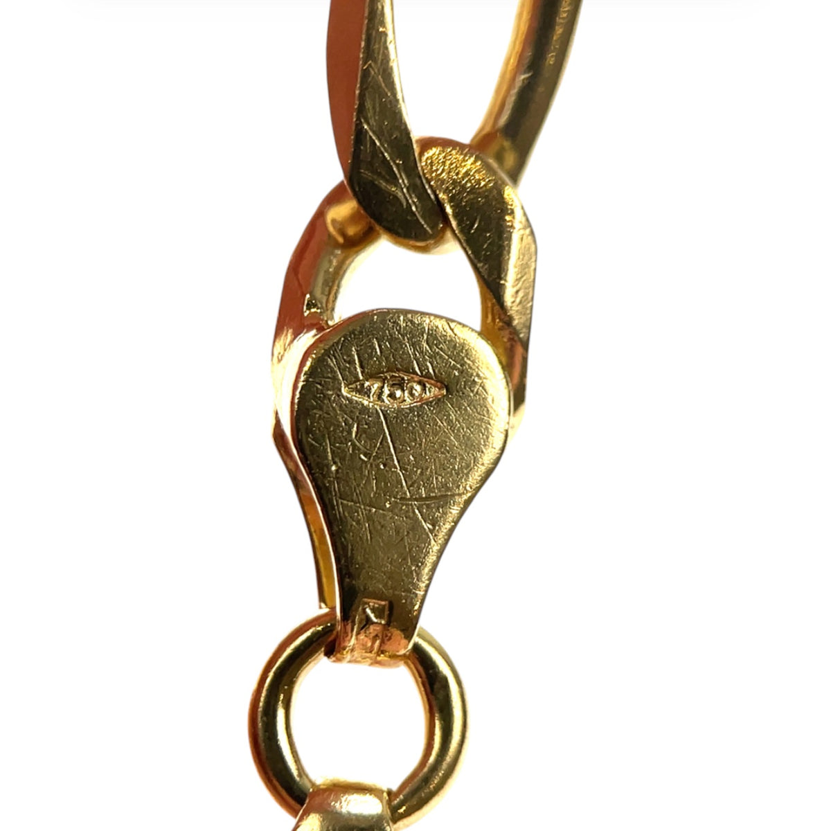 18ct Yellow Gold Figaro Curb Link Bracelet (8”)