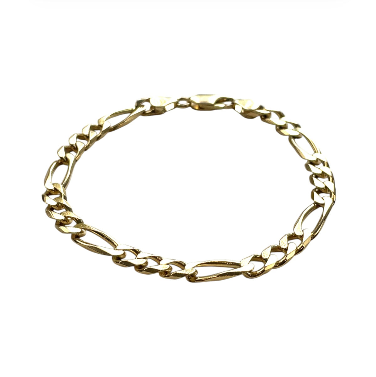 18ct Yellow Gold Figaro Curb Link Bracelet (8”)