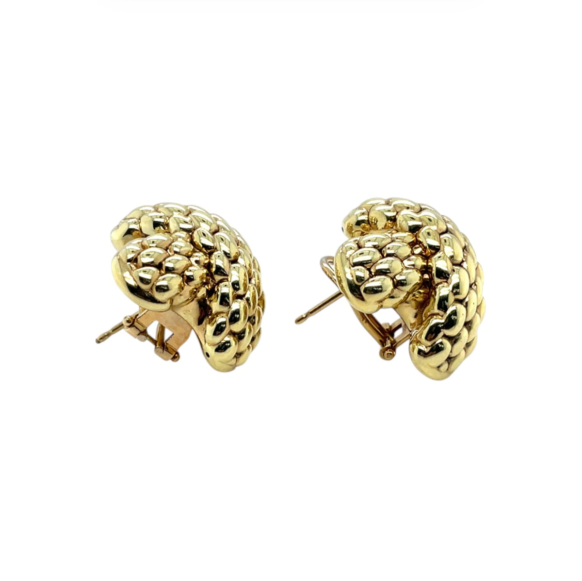 18ct Yellow Gold FOPE Woven Crossover Stud Earrings