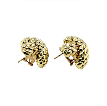 18ct Yellow Gold FOPE Woven Crossover Stud Earrings