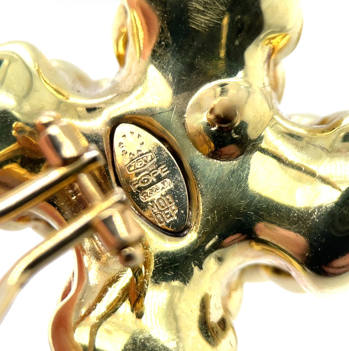 18ct Yellow Gold FOPE Woven Crossover Stud Earrings