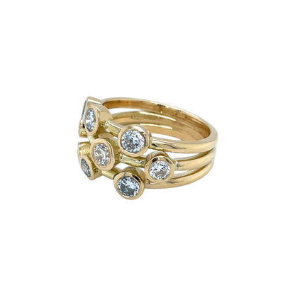 18ct Yellow Gold Diamond Bubble Ring (O)