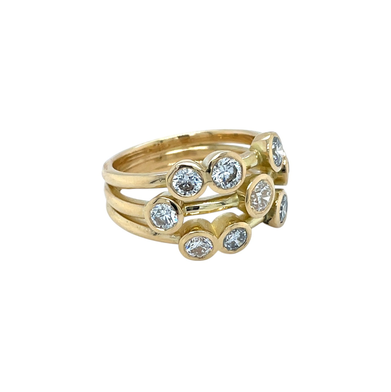 18ct Yellow Gold Diamond Bubble Ring (O)