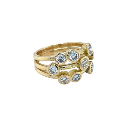 18ct Yellow Gold Diamond Bubble Ring (O)