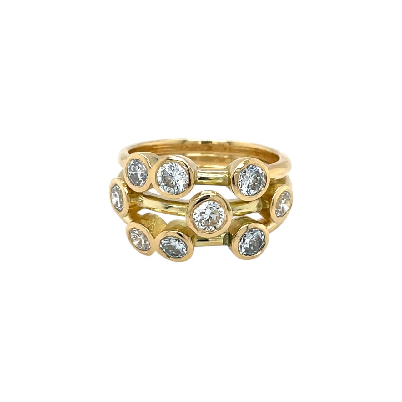 18ct Yellow Gold Diamond Bubble Ring (O)