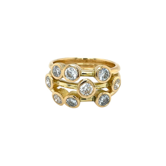 18ct Yellow Gold Diamond Bubble Ring (O)
