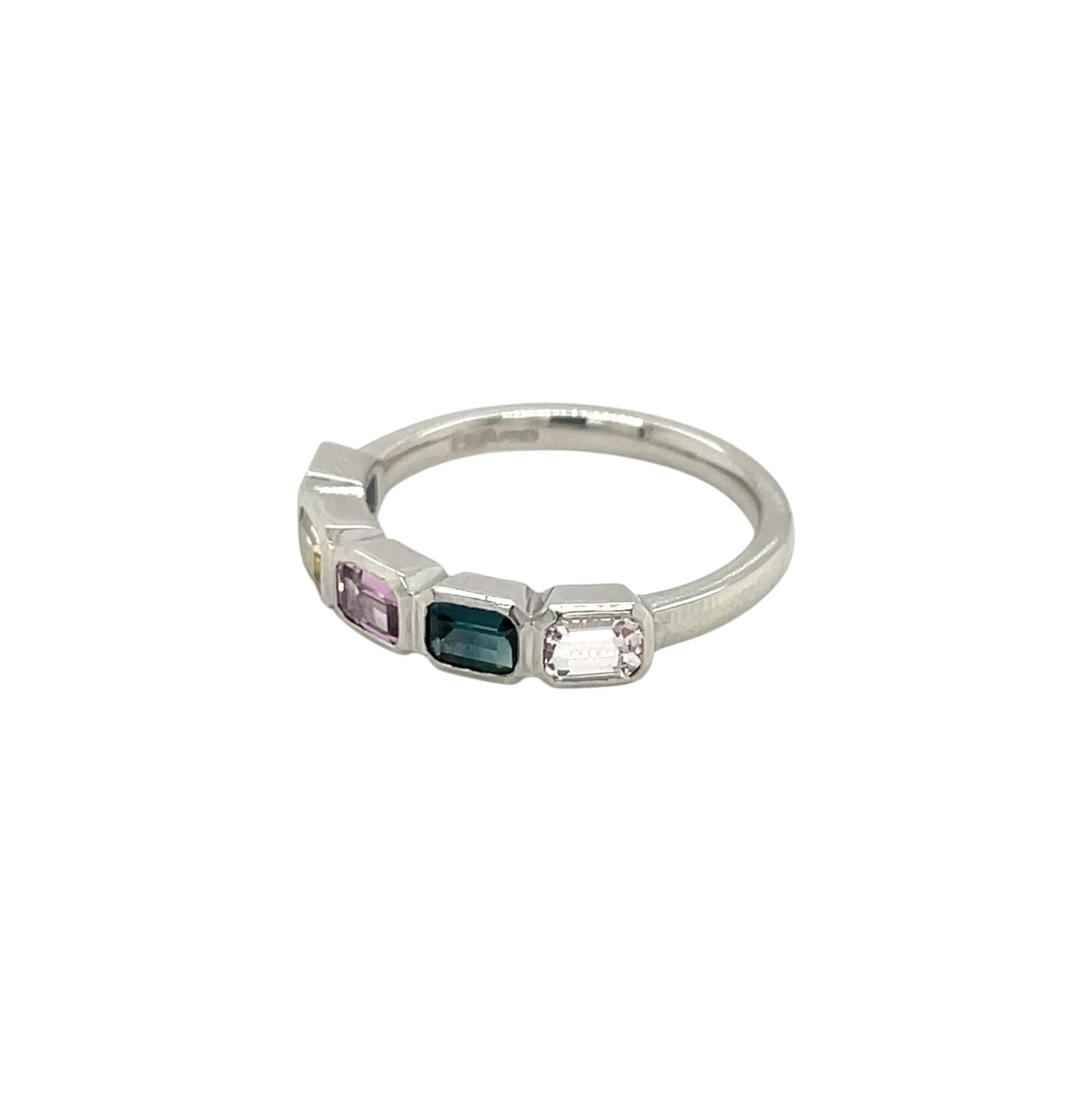 Platinum Sapphire Five Stone Half-Set Eternity Ring (M)