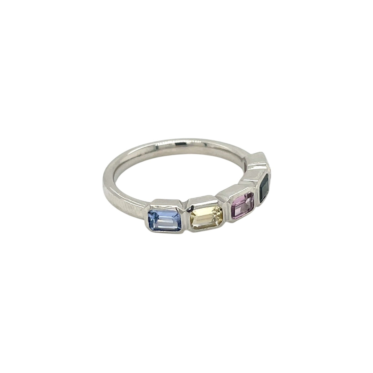 Platinum Sapphire Five Stone Half-Set Eternity Ring (M)