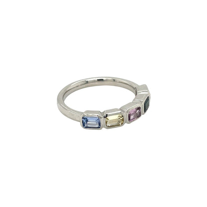Platinum Sapphire Five Stone Half-Set Eternity Ring (M)