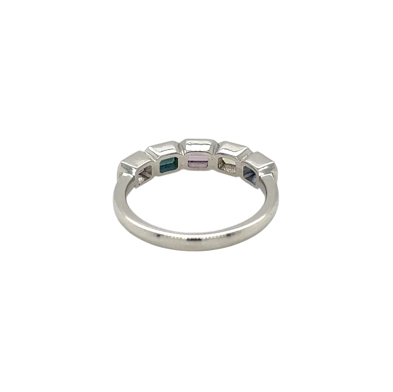 Platinum Sapphire Five Stone Half-Set Eternity Ring (M)