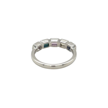Platinum Sapphire Five Stone Half-Set Eternity Ring (M)