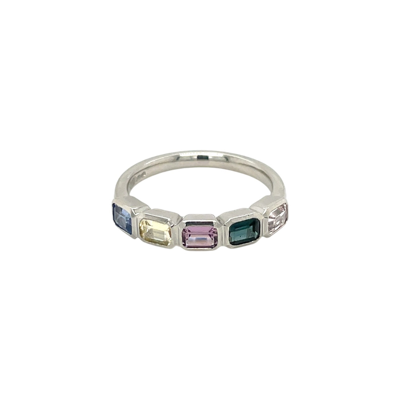 Platinum Sapphire Five Stone Half-Set Eternity Ring (M)