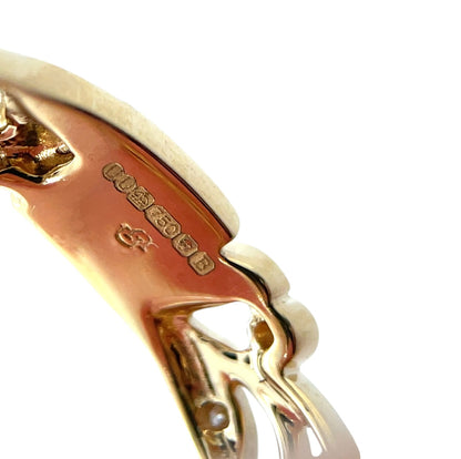 18ct Yellow Gold Narrow Vine Diamond Set Ring (M)