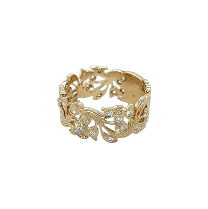 18ct Yellow Gold Diamond Vine Ring (O)