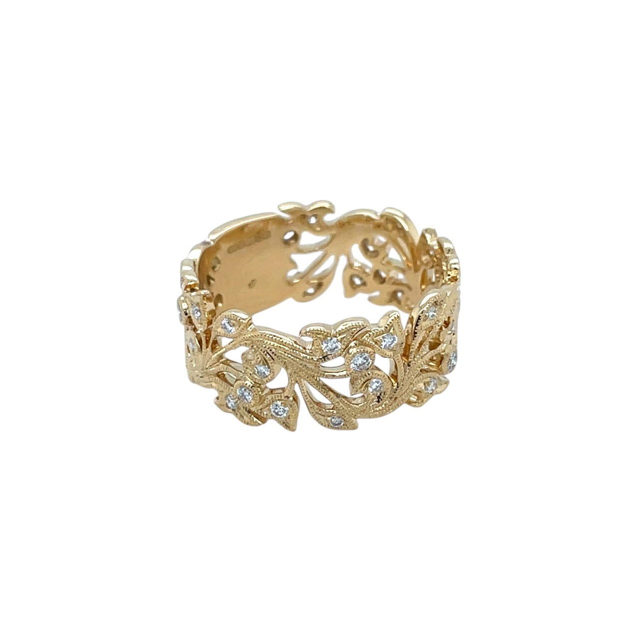 18ct Yellow Gold Diamond Vine Ring (O)