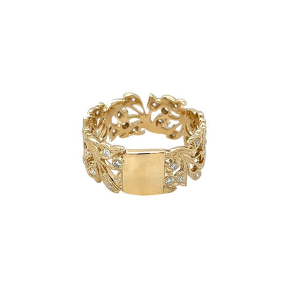 18ct Yellow Gold Diamond Vine Ring (O)