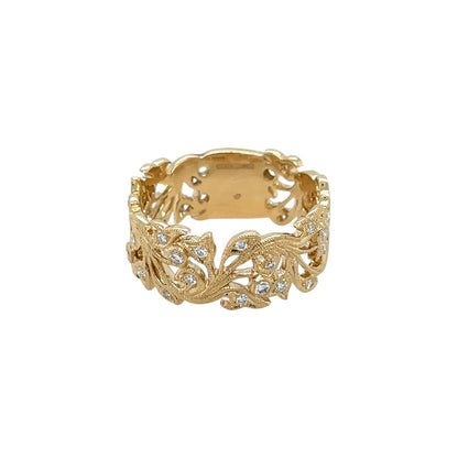 18ct Yellow Gold Diamond Vine Ring (O)