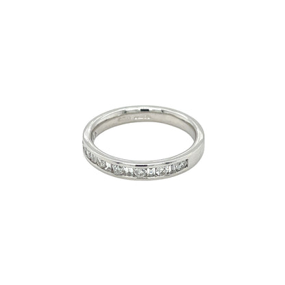 Platinum Round & Baguette Cut Diamond Half-Set Eternity Ring (L1/2)