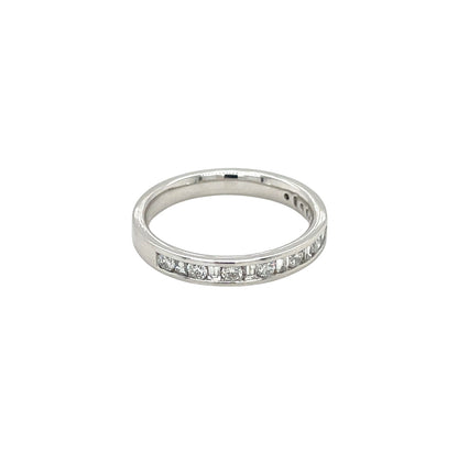 Platinum Round & Baguette Cut Diamond Half-Set Eternity Ring (L1/2)