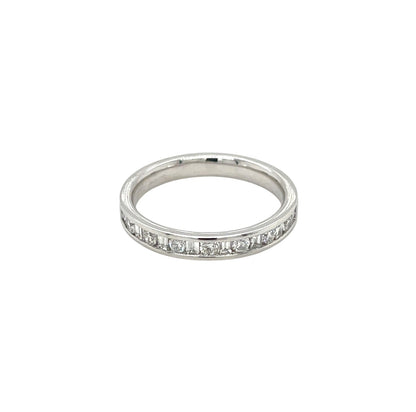 Platinum Round & Baguette Cut Diamond Half-Set Eternity Ring (L1/2)