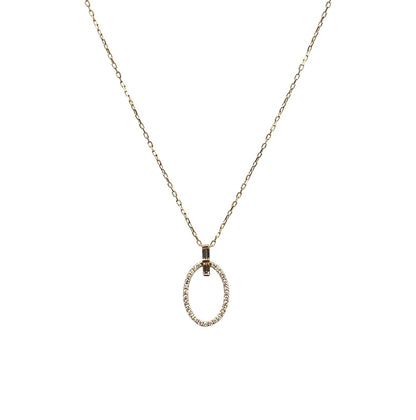 18ct Yellow Gold Diamond Oval Pendant & Chain (16-18”)