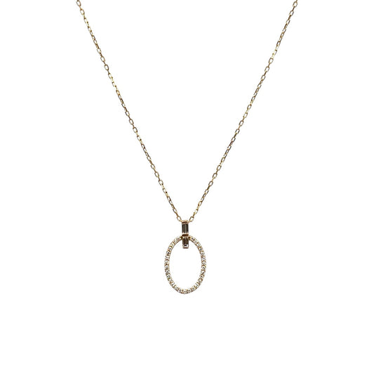 18ct Yellow Gold Diamond Oval Pendant & Chain (16-18”)