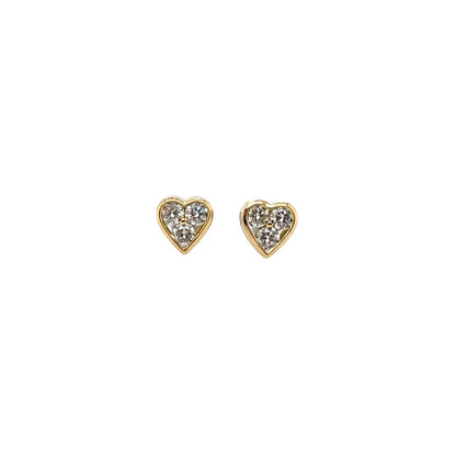 18ct Yellow Gold Diamond Heart Stud Earrings