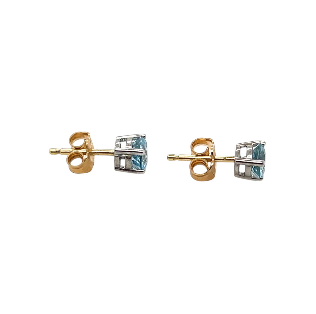 18ct Yellow & White Gold Aquamarine Stud Earrings