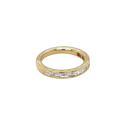 18ct Yellow Gold Baguette Cut Diamond Half-Set Eternity Ring (K1/2)