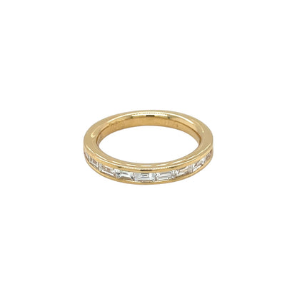 18ct Yellow Gold Baguette Cut Diamond Half-Set Eternity Ring (K1/2)