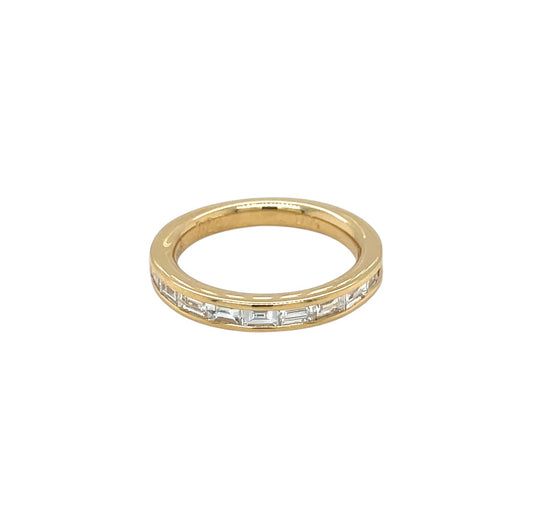 18ct Yellow Gold Baguette Cut Diamond Half-Set Eternity Ring (K1/2)