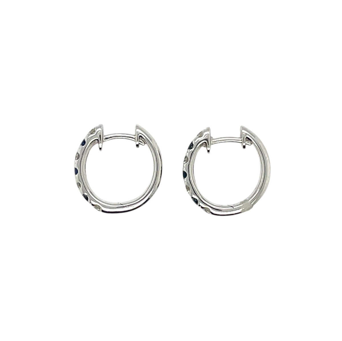 18ct White Gold Sapphire & Diamond Huggie Earrings