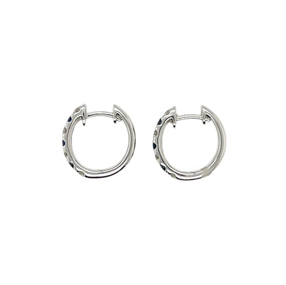 18ct White Gold Sapphire & Diamond Huggie Earrings