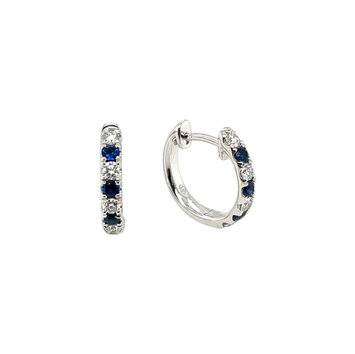 18ct White Gold Sapphire & Diamond Huggie Earrings