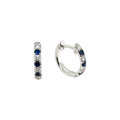 18ct White Gold Sapphire & Diamond Huggie Earrings