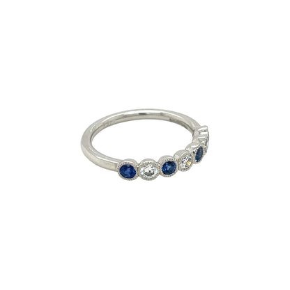 Platinum Sapphire & Diamond 1/4 Set Eternity Ring (L1/2)
