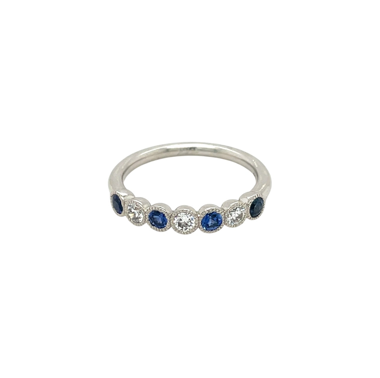 Platinum Sapphire & Diamond 1/4 Set Eternity Ring (L1/2)