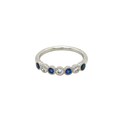 Platinum Sapphire & Diamond 1/4 Set Eternity Ring (L1/2)