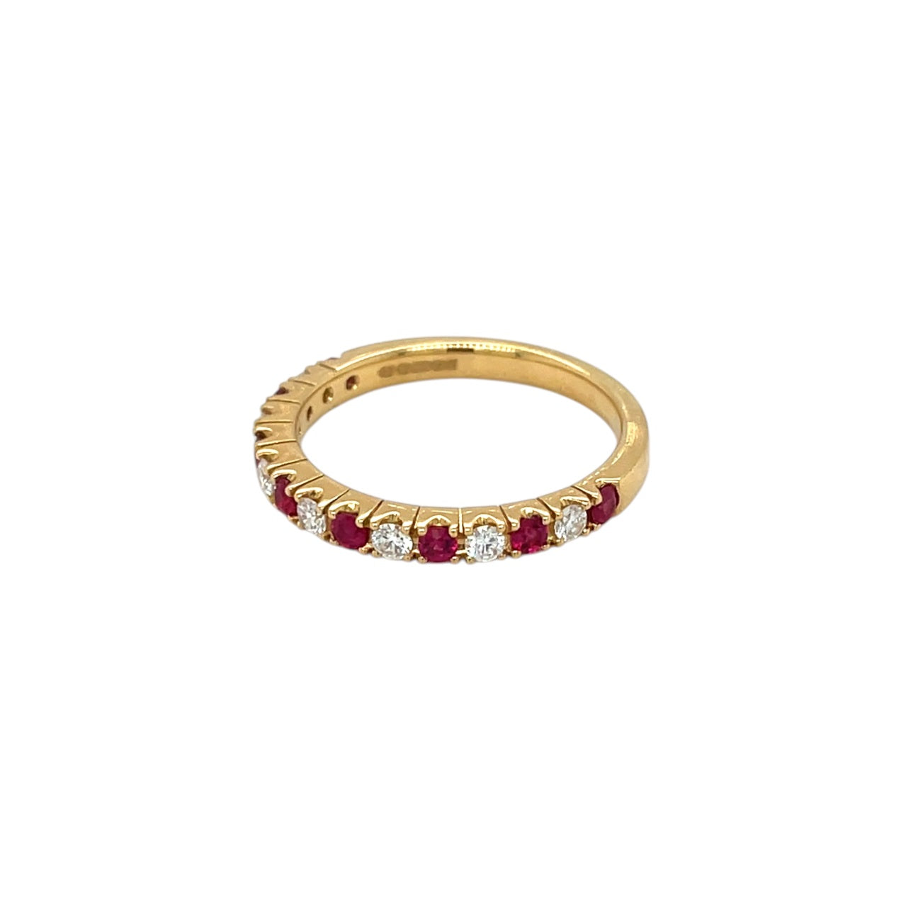 18ct Yellow Gold Ruby & Diamond Half-Set Eternity Ring (M)